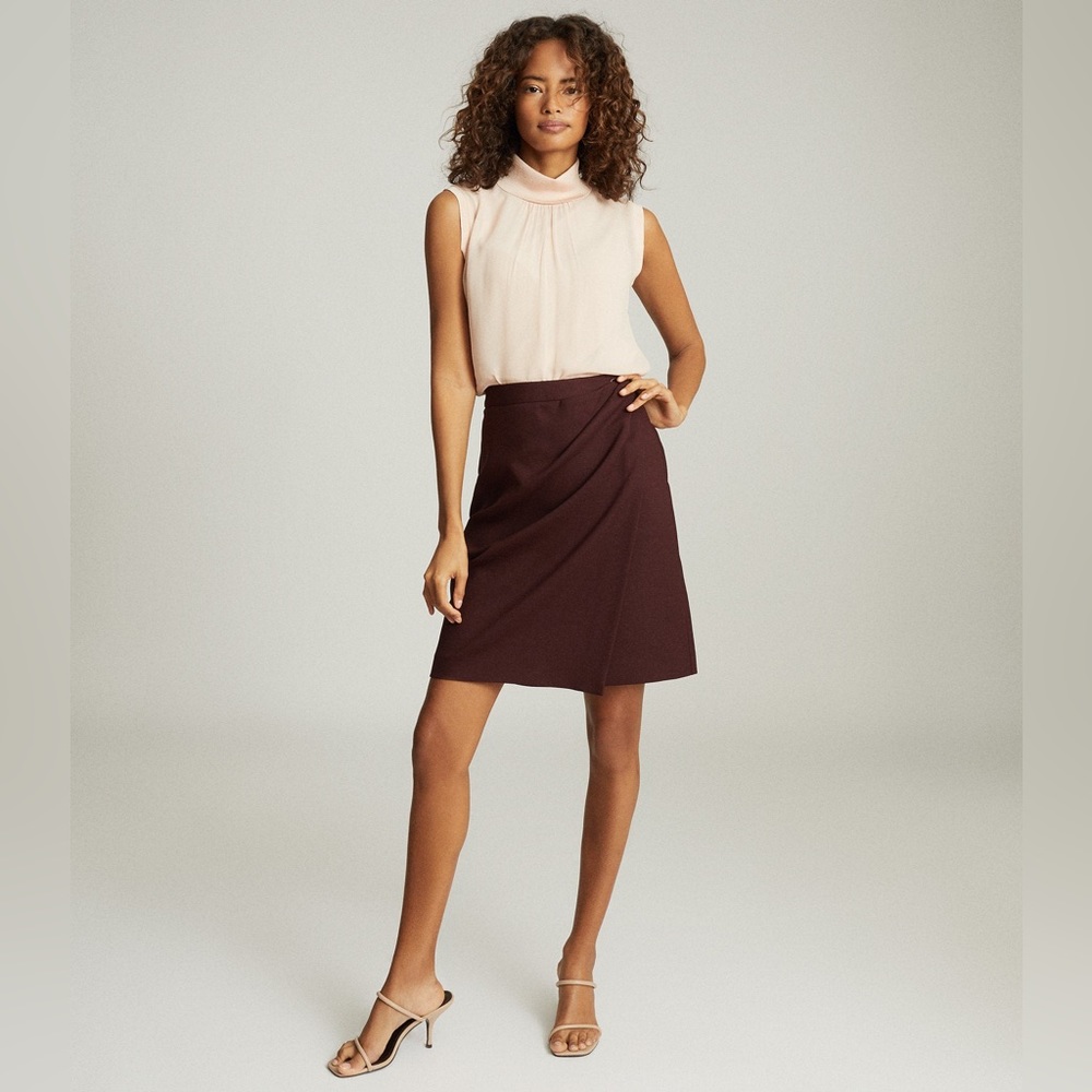 Reiss Freya - Tailored Pencil Skirt In Berry, Womens, Size 10 (MSRP $245)